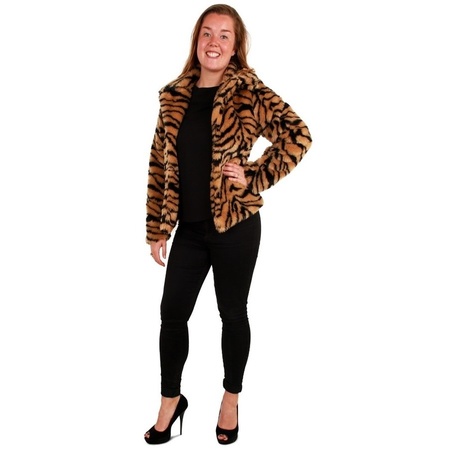 Fur coat tiger print for ladies