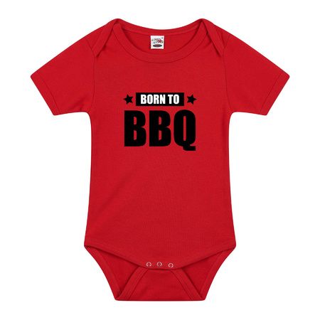Born to BBQ cadeau baby rompertje rood jongen/meisje