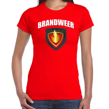 Brandweer met embleem verkleed t-shirt / outfit rood voor dames