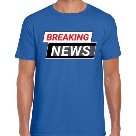 Breaking News t-shirt blauw voor heren