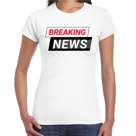 Breaking News t-shirt wit voor dames
