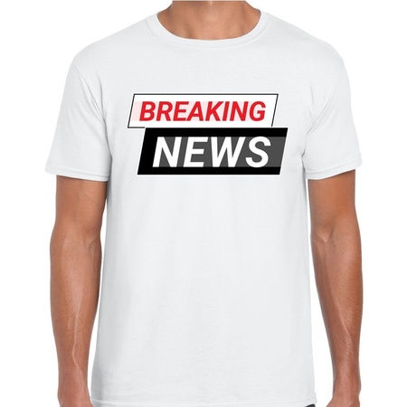 Breaking News t-shirt wit voor heren