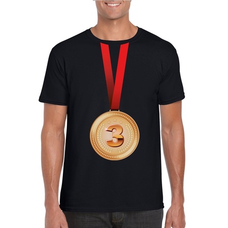 Bronzen medaille kampioen shirt zwart heren