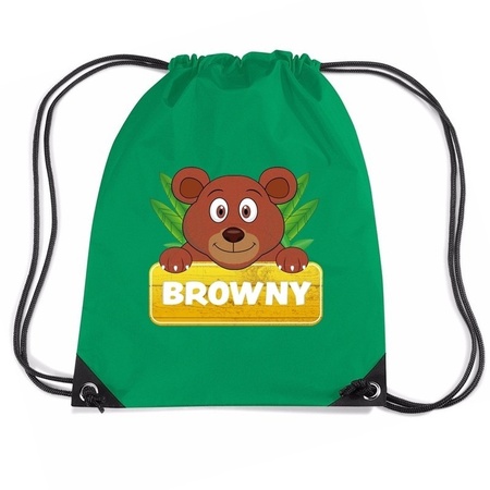 Browny de Beer rugtas / gymtas groen voor kinderen