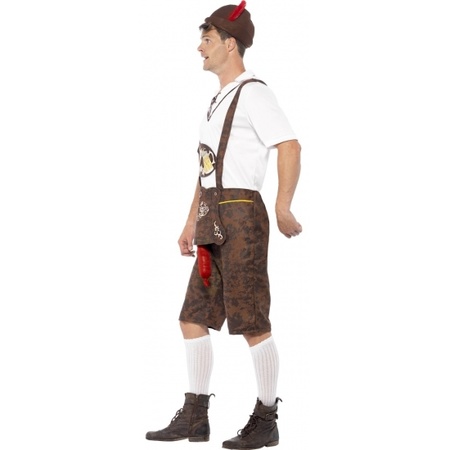 Bruine funny Tiroler lederhosen kostuum/broek voor heren