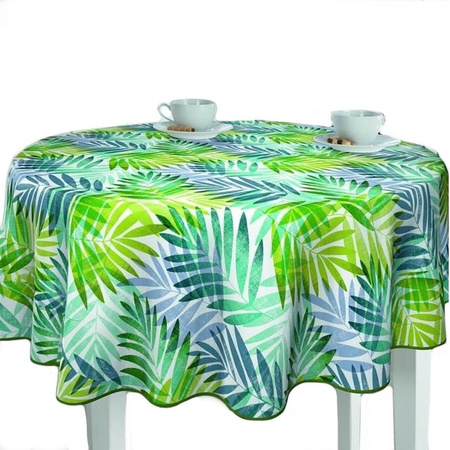 Buiten tafelkleed/tafelzeil tropische palmbladeren print 160 cm Buiten - Bellatio