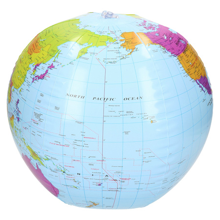Bullet Opblaasbare strandbal - wereldbol/aarde/globe - dia 26 cm
