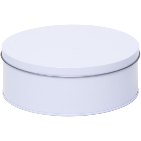 Gift white round storage tin 4 years 18 cm