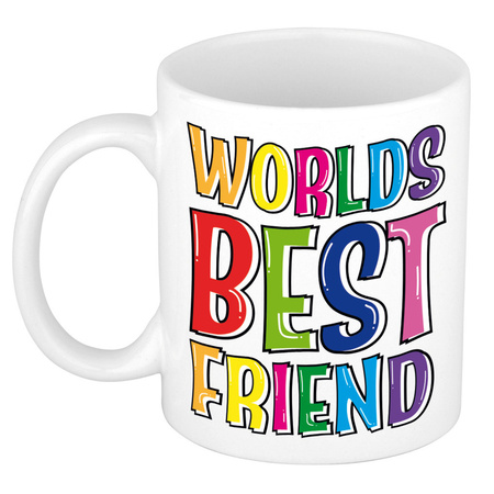 Cadeau mok / beker - Worlds Best Friend - regenboog - 300 ml - voor vriend of vriendin 