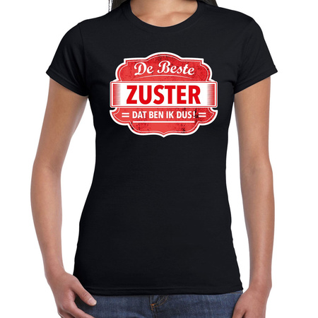 Cadeau t-shirt voor de beste zuster zwart voor dames