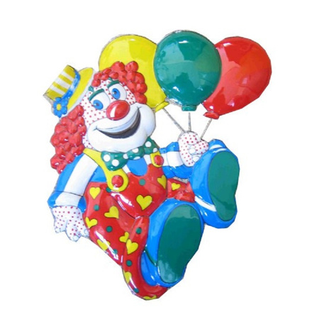 Carnaval versiering clowns - 4x grote wand decoraties 60 cm