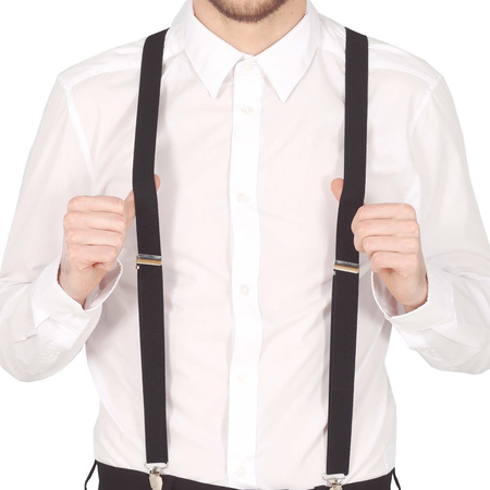 Carnaval verkleed bretels en stropdas - zwart - volwassenen - verkleed accessoires