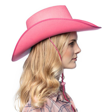 Carnaval verkleed Cowboy hoed Billy Boy - roze - volwassenen - Western thema