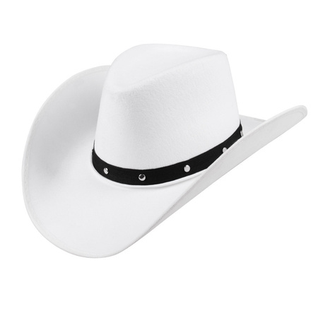 Carnaval hats - Cowboy hat Billy Boy - white - adult size - polyester