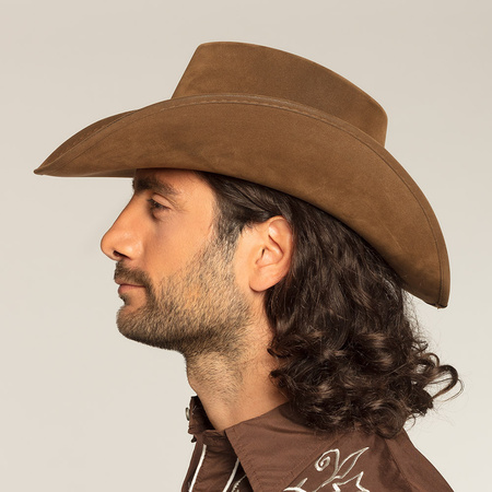 Carnaval verkleed Cowboy hoed Nebraska - bruin - voor volwassenen - Western/explorer thema