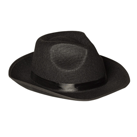 Carnaval verkleed hoed voor een Maffia/gangster - zwart - polyester - heren/dames