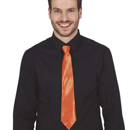 Carnaval verkleed bretels en stropdas - oranje - volwassenen - verkleed accessoires