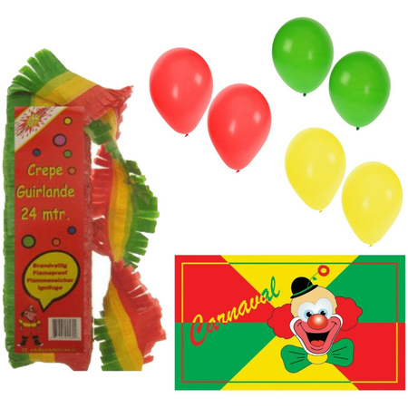 Carnaval decoration set - 75x balloons/1x large flag/2x paper guirlandes