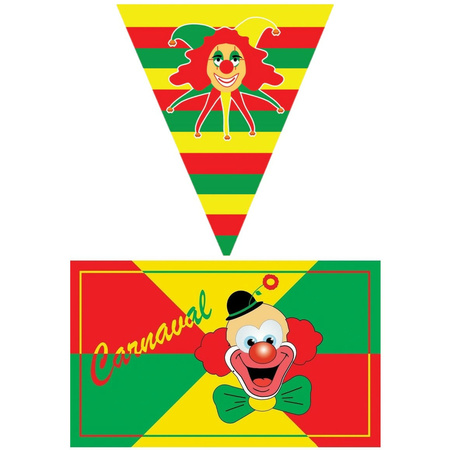 Carnaval versiering pakket - 1x grote vlag en 2x puntvlaggetjes
