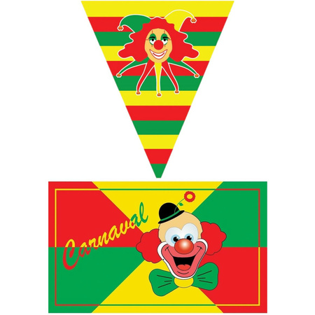 Carnaval decoration set - 2x large flag and 4x bunting flags