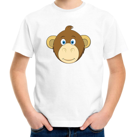 Cartoon aap t-shirt wit voor jongens en meisjes - Cartoon dieren t-shirts kinderen