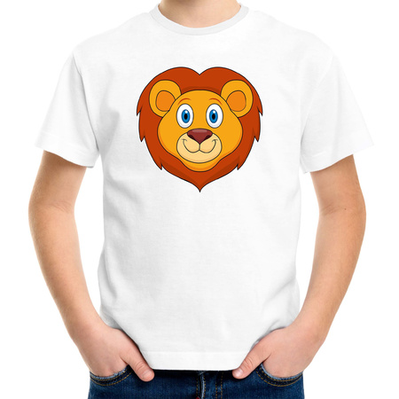 Cartoon leeuw t-shirt wit voor jongens en meisjes - Cartoon dieren t-shirts kinderen