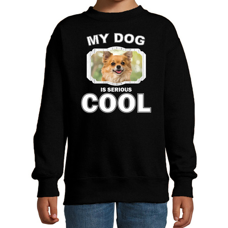 Chihuahua honden trui / sweater my dog is serious cool zwart voor kinderen