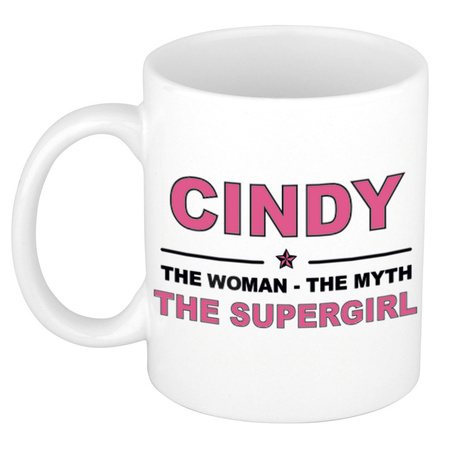 Cindy The woman, The myth the supergirl cadeau koffie mok / thee beker 300 ml