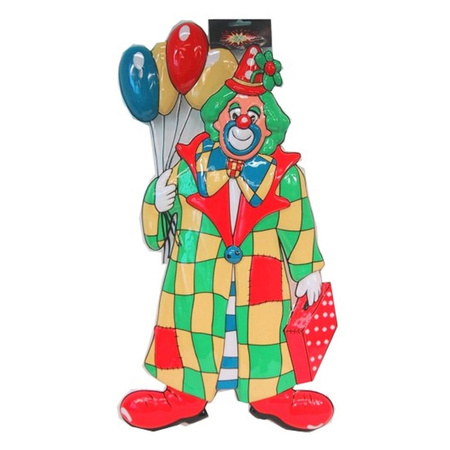 Carnaval versiering clowns - 4x grote wand decoraties 60 cm