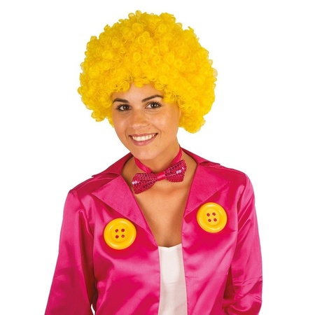 Clownspruik met gele krulletjes verkleed accessoire