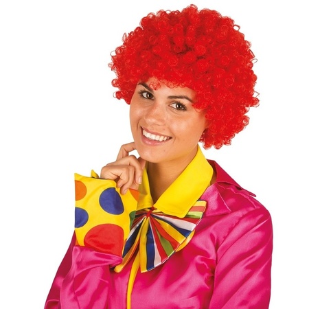 Clownspruik met rode krulletjes verkleed accessoire