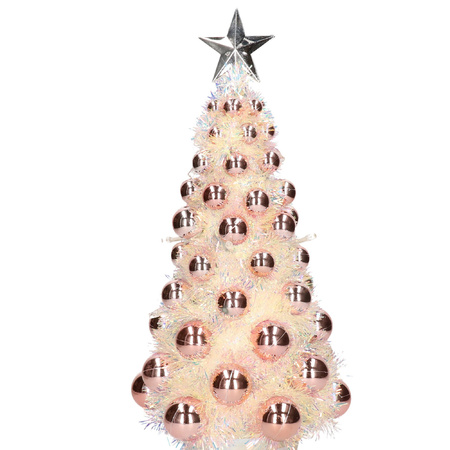 Complete cristmas tree salmon pink with lights 40 cm