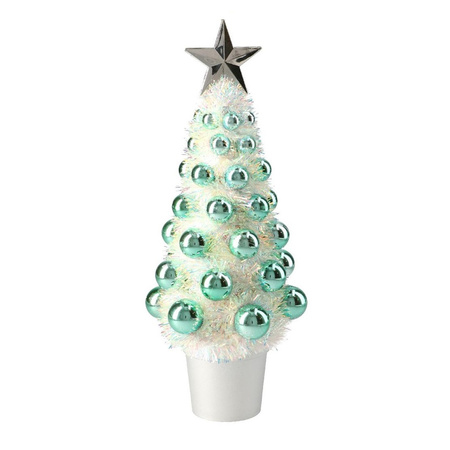 Complete mini kunst kerstboompje/kunstboompje groen met kerstballen 29 cm