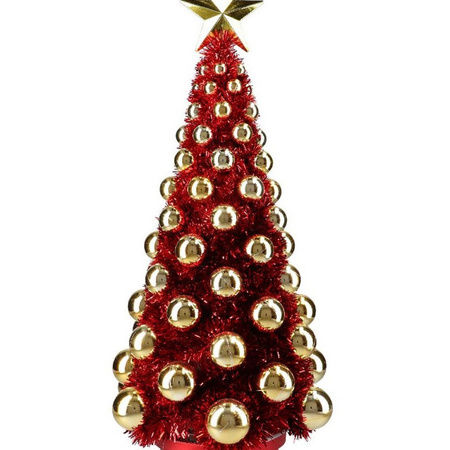 Complete cristmas tree red/gold with baubles 50 cm
