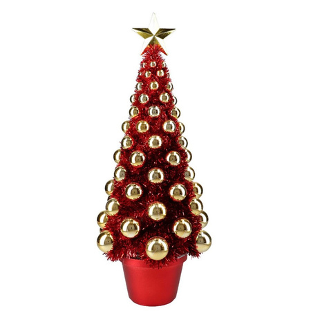 Complete cristmas tree red/gold with baubles 50 cm