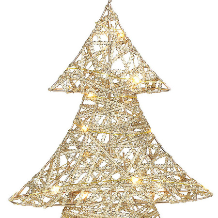 Countryfield decoratie kerstboom - goud - met verlichting - H48 cm 