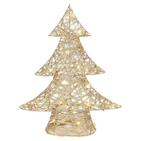 Countryfield decoratie kerstboom - goud - met verlichting - H48 cm 