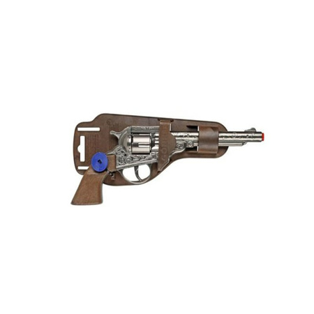 Cowboy verkleed speelgoed revolver/pistool metaal 8 schots plaffertjes