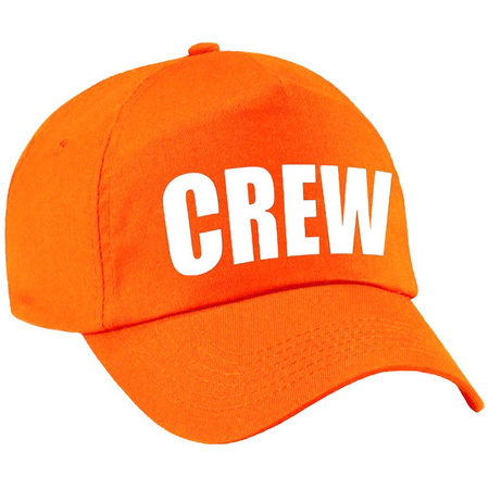 Crew pet /cap oranje met witte bedrukking dames en heren