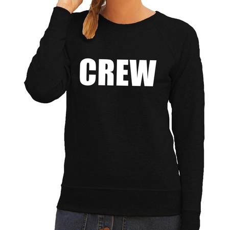 Crew tekst sweater / trui zwart voor dames