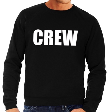 Crew tekst sweater / trui zwart voor heren
