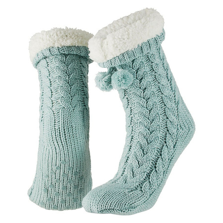 Ladies anti slip house/slipper socks light blue size 35-41