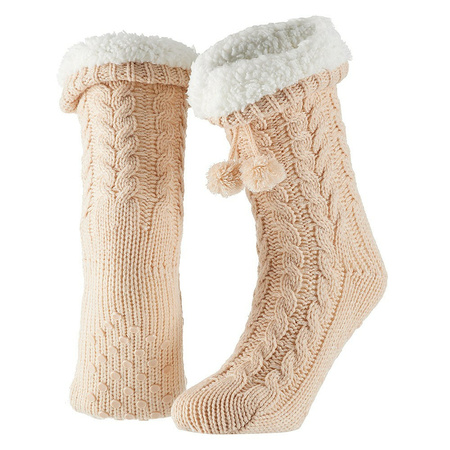 Ladies anti slip house/slipper socks light pink size 35-41
