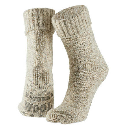 Ladies non slip woolen home socks beige size EU 35-38