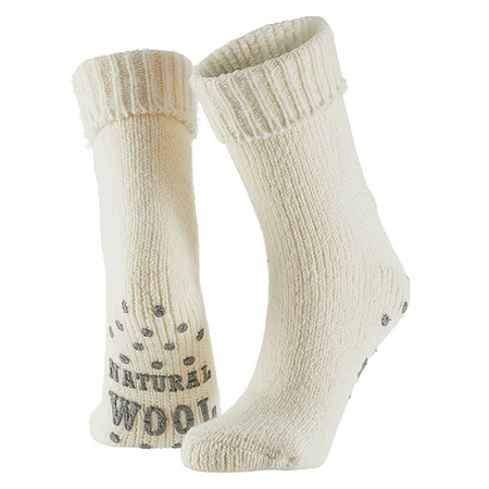 Ladies non slip woolen home socks ecru size EU 35-38