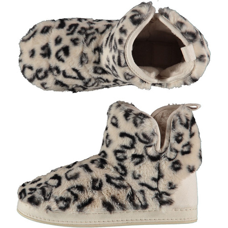 Ladies high slippers leopard print beige size 39-40