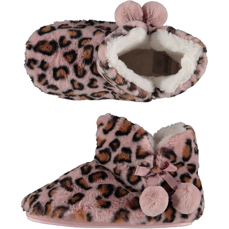 Ladies high slippers leopard print old pink size 39-40