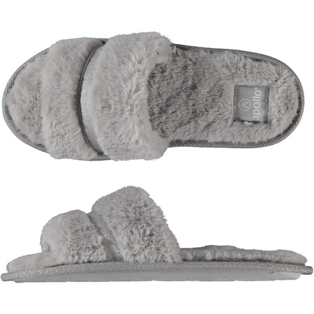 Ladies home slip-on slippers with fur grey size 39-40