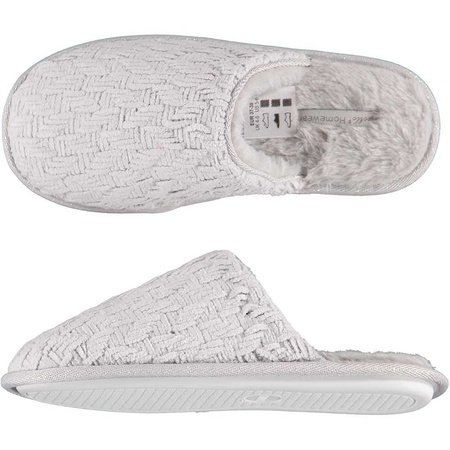 Ladies slip-on slippers knitted grey size 37-38