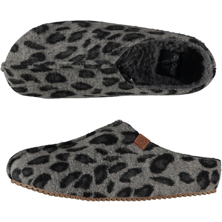 Ladies slip-on slippers grey leopad print size 39-40